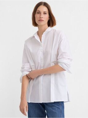 LOFT Seamed Poplin Tunic Shirt NWT